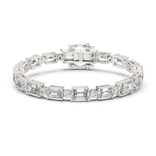 12.04 Ct Round And Emerald Shapes Diamond 14k Solid Gold Elegant Vintage Classic Tennis Bracelet Perfect Gift For Her - HIGHCARAT DIAMONDS