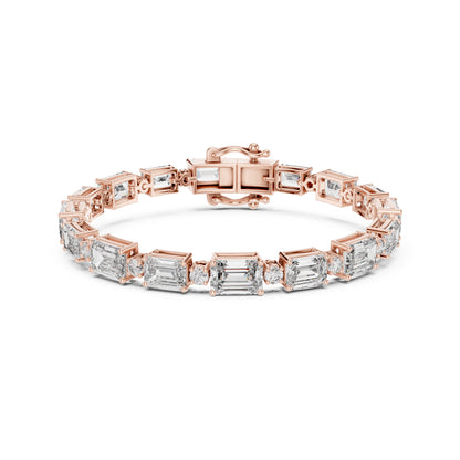 12.04 Ct Round And Emerald Shapes Diamond 14k Solid Gold Elegant Vintage Classic Tennis Bracelet Perfect Gift For Her - HIGHCARAT DIAMONDS