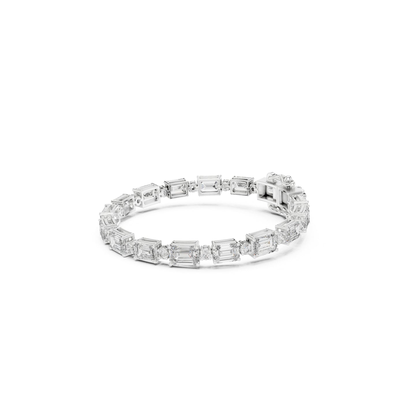 12.04 Ct Round And Emerald Shapes Diamond 14k Solid Gold Elegant Vintage Classic Tennis Bracelet Perfect Gift For Her - HIGHCARAT DIAMONDS
