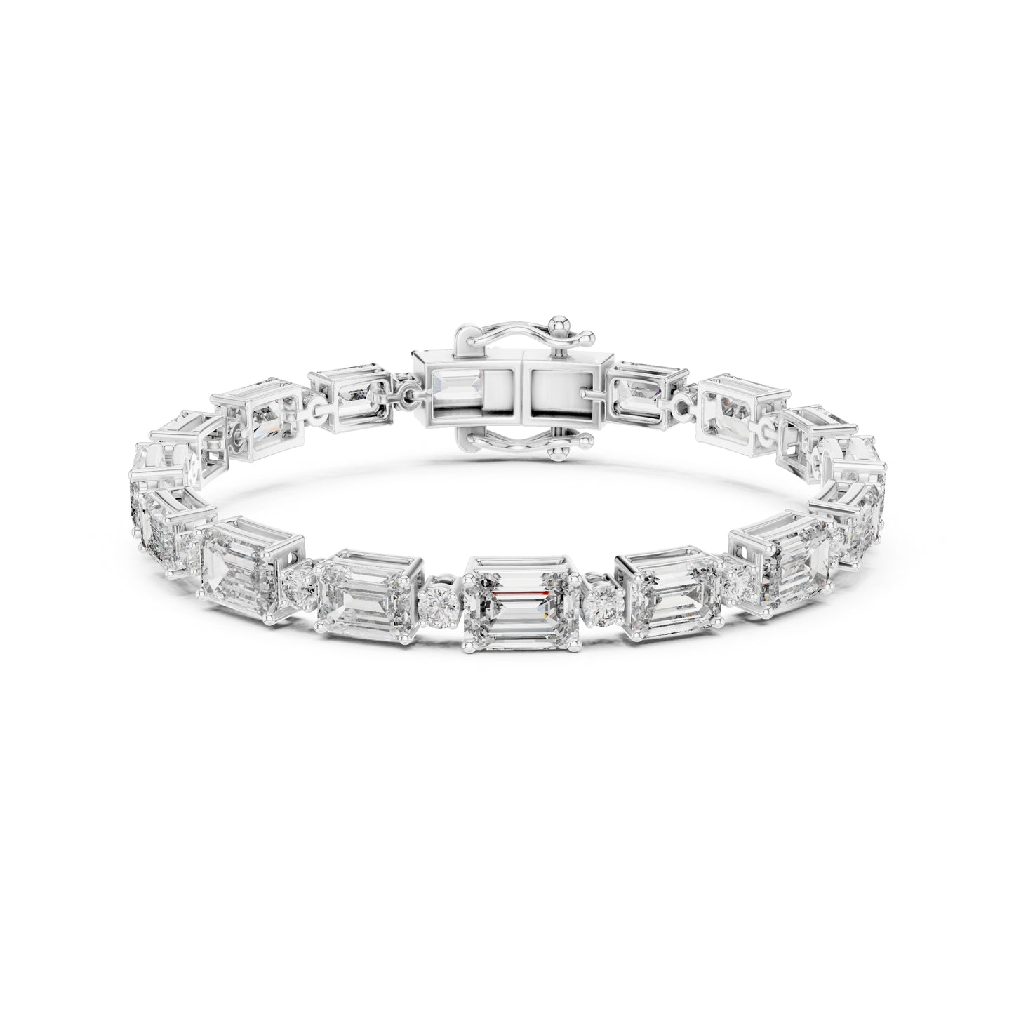 12.04 Ct Round And Emerald Shapes Diamond 14k Solid Gold Elegant Vintage Classic Tennis Bracelet Perfect Gift For Her - HIGHCARAT DIAMONDS