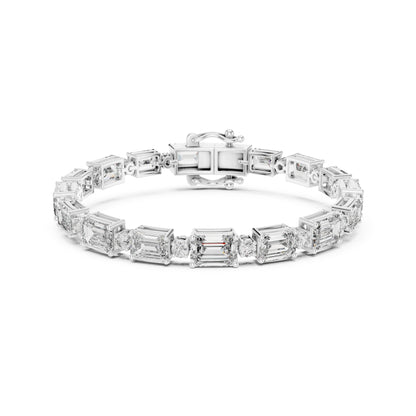 12.04 Ct Round And Emerald Shapes Diamond 14k Solid Gold Elegant Vintage Classic Tennis Bracelet Perfect Gift For Her - HIGHCARAT DIAMONDS
