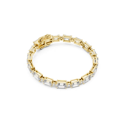 12.04 Ct Round And Emerald Shapes Diamond 14k Solid Gold Elegant Vintage Classic Tennis Bracelet Perfect Gift For Her - HIGHCARAT DIAMONDS