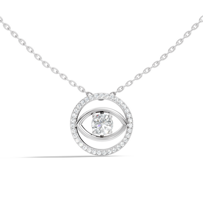 Round Eternal Vision Lab-Grown Diamond  Circle Pendant Necklace Modern Minimalist Jewelry For Women