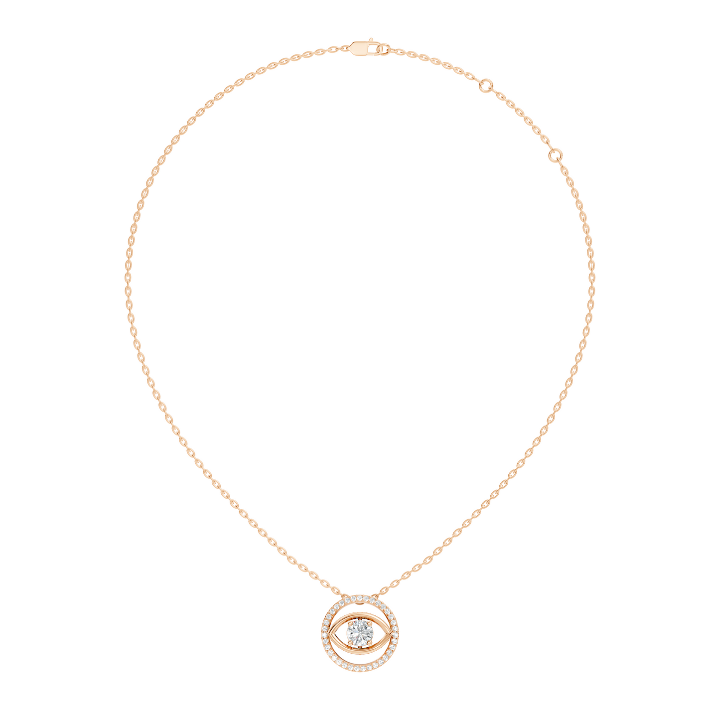 Round Eternal Vision Lab-Grown Diamond  Circle Pendant Necklace Modern Minimalist Jewelry For Women