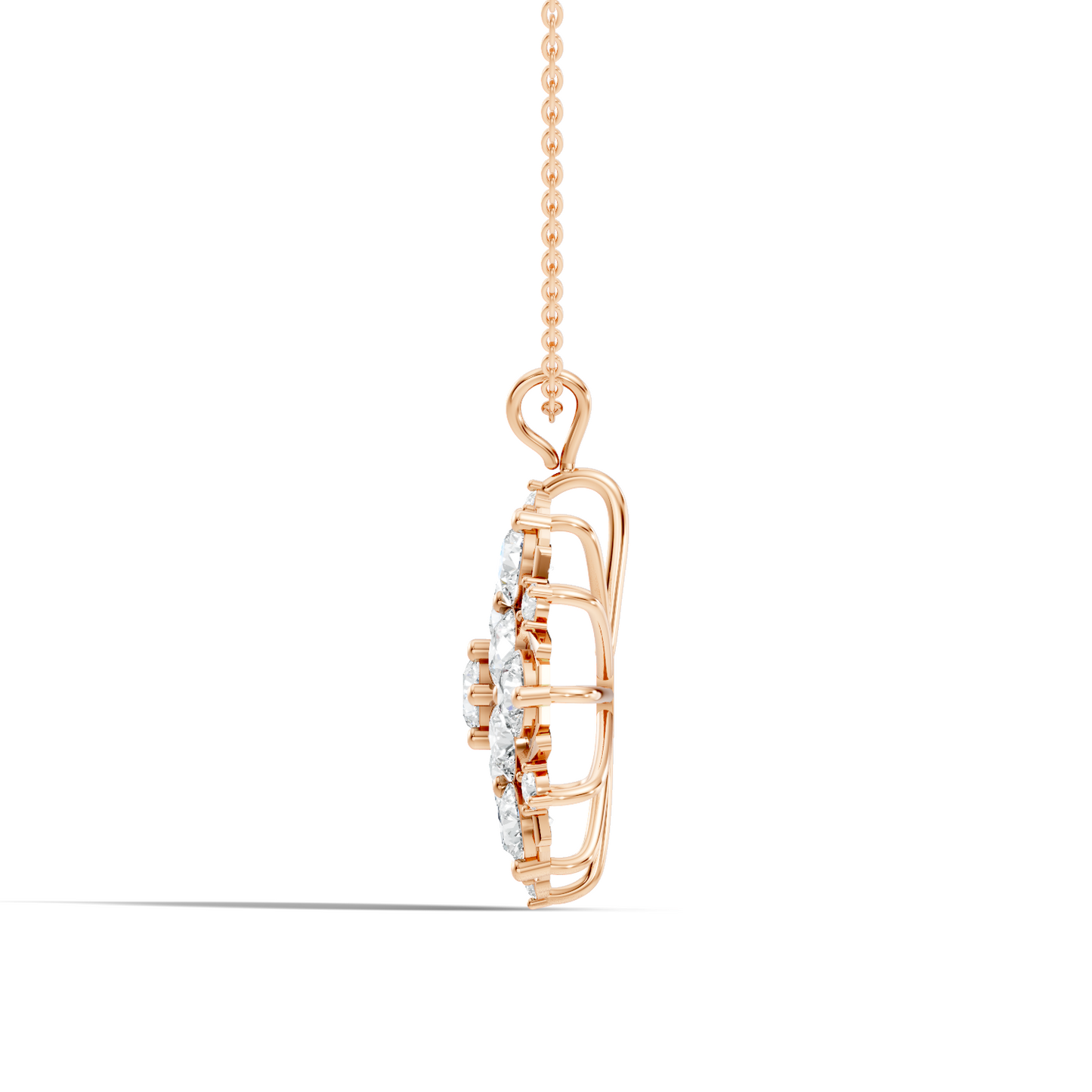 Classic 6.89 Ct Floral Cluster Lab-Grown Diamond Pendant 14k Gold Timeless Jewelry - HIGHCARAT DIAMONDS