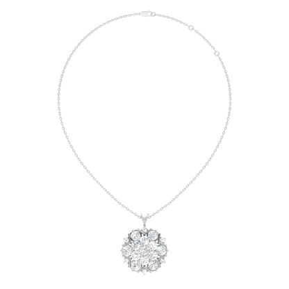 Classic 6.89 Ct Floral Cluster Lab-Grown Diamond Pendant 14k Gold Timeless Jewelry - HIGHCARAT DIAMONDS