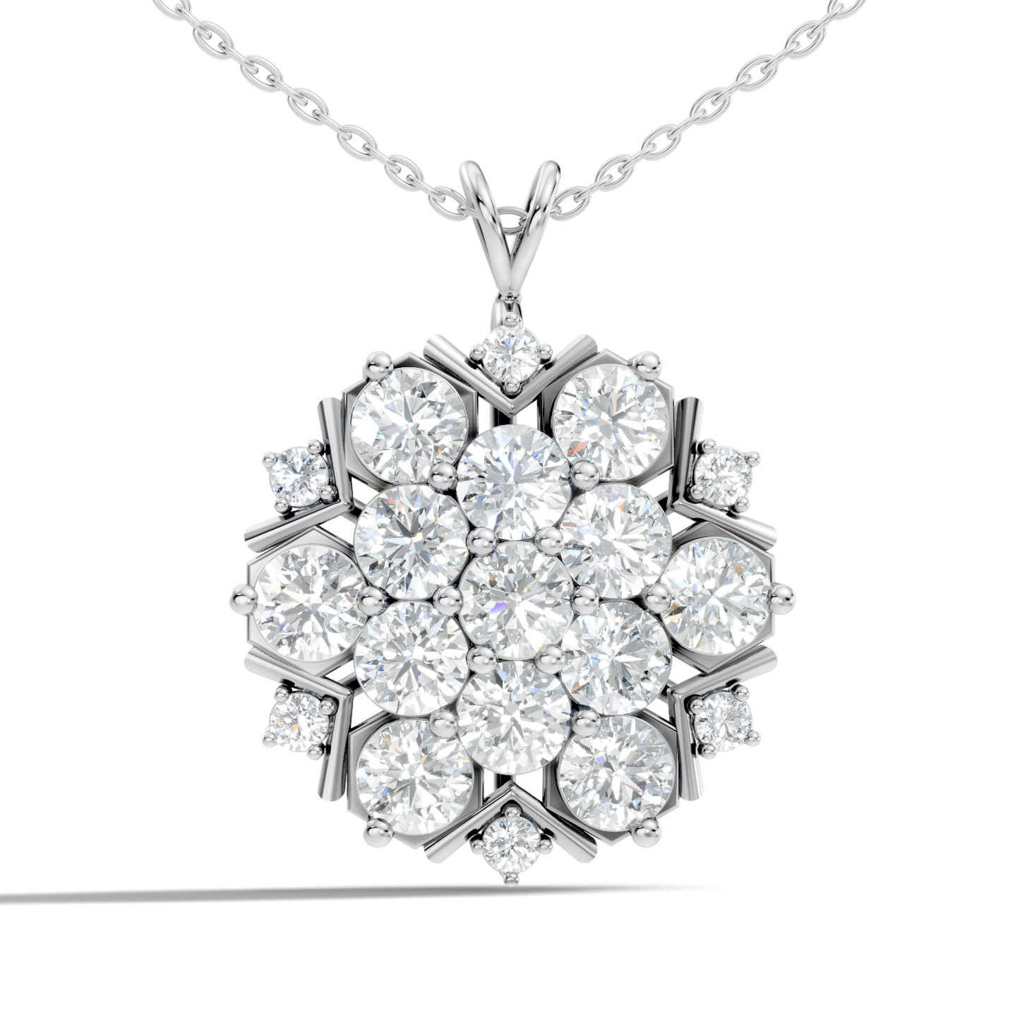 Classic 6.89 Ct Floral Cluster Lab-Grown Diamond Pendant 14k Gold Timeless Jewelry - HIGHCARAT DIAMONDS