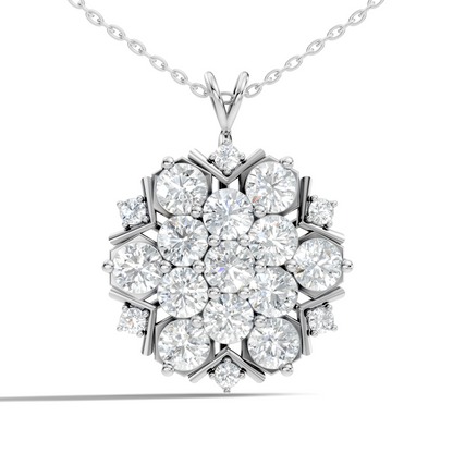 Classic 6.89 Ct Floral Cluster Lab-Grown Diamond Pendant 14k Gold Timeless Jewelry - HIGHCARAT DIAMONDS