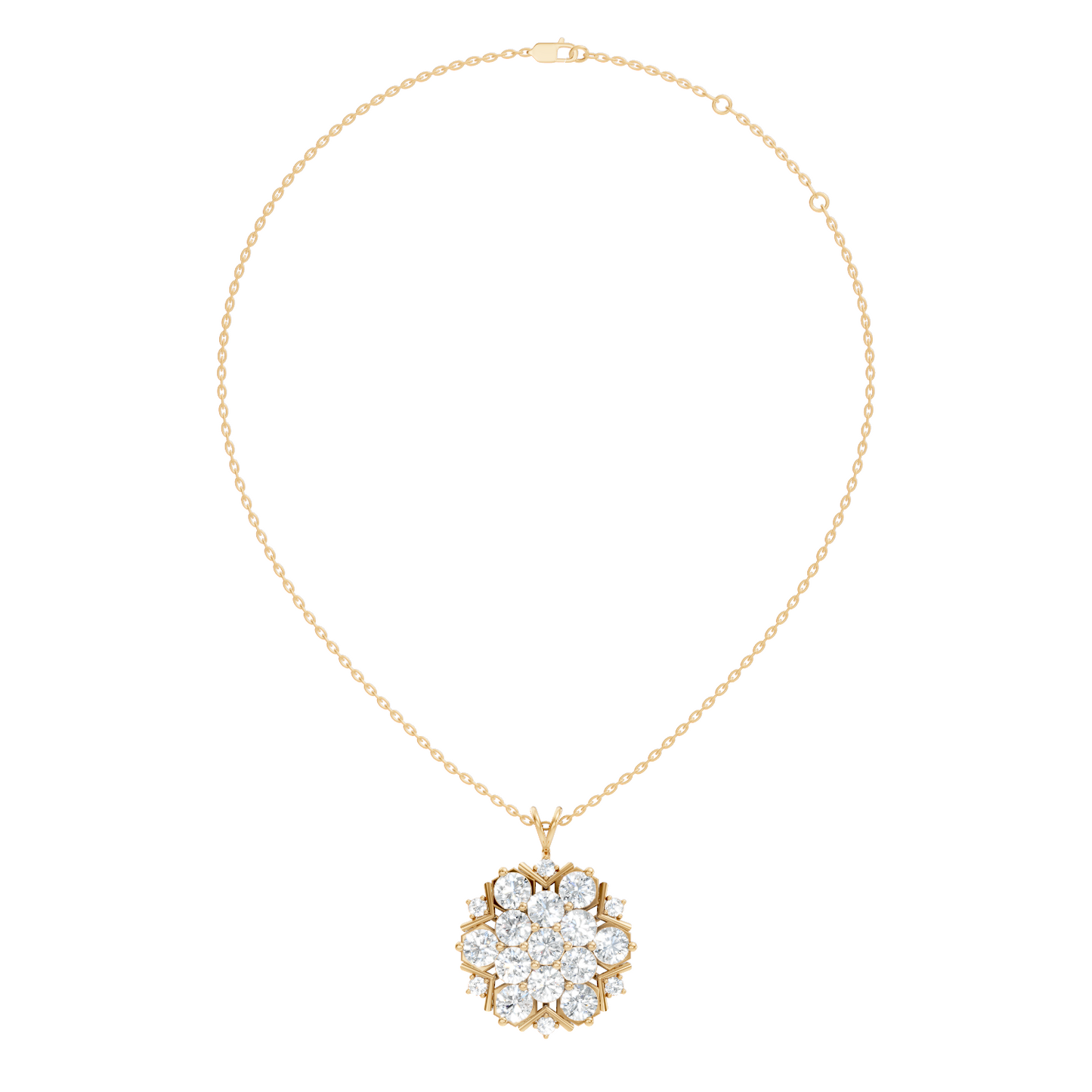 Classic 6.89 Ct Floral Cluster Lab-Grown Diamond Pendant 14k Gold Timeless Jewelry - HIGHCARAT DIAMONDS