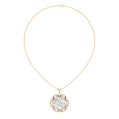 Classic 6.89 Ct Floral Cluster Lab-Grown Diamond Pendant 14k Gold Timeless Jewelry - HIGHCARAT DIAMONDS