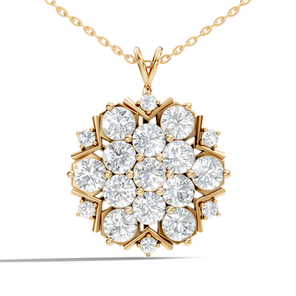Classic 6.89 Ct Floral Cluster Lab-Grown Diamond Pendant 14k Gold Timeless Jewelry - HIGHCARAT DIAMONDS