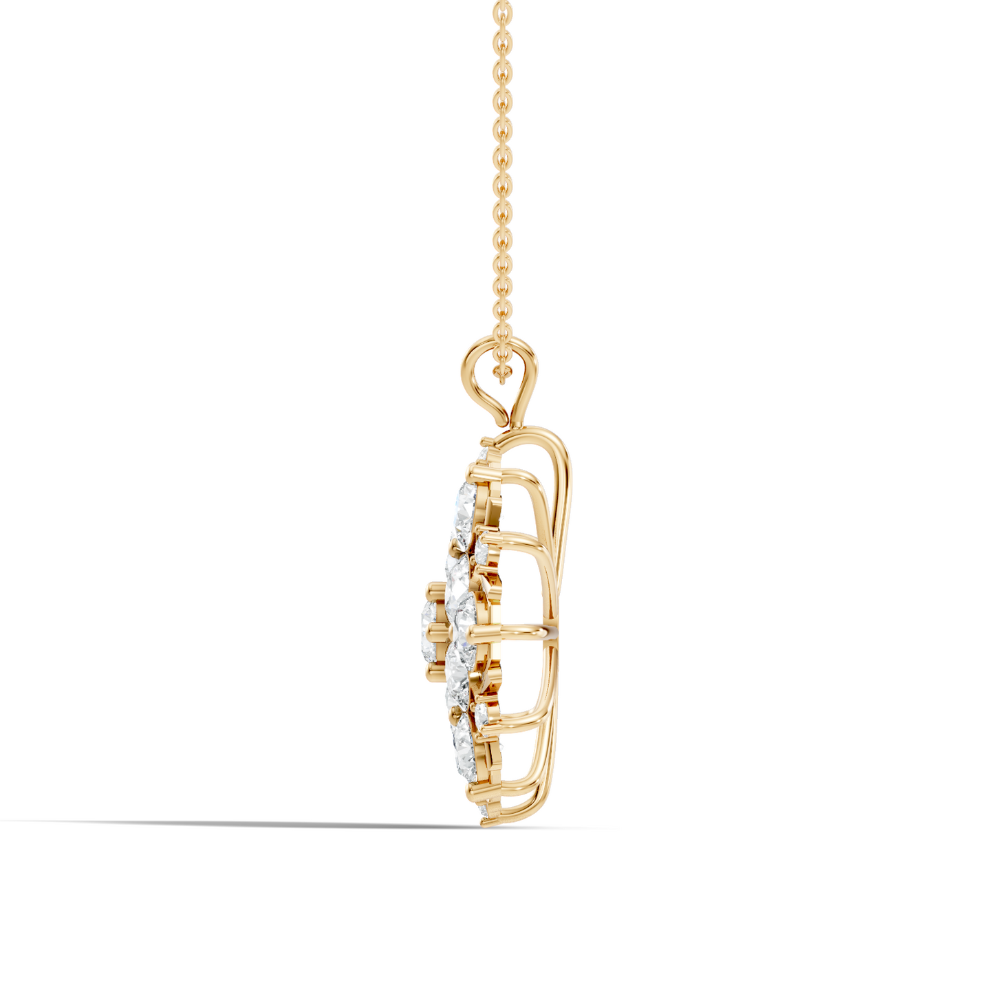 Classic 6.89 Ct Floral Cluster Lab-Grown Diamond Pendant 14k Gold Timeless Jewelry - HIGHCARAT DIAMONDS