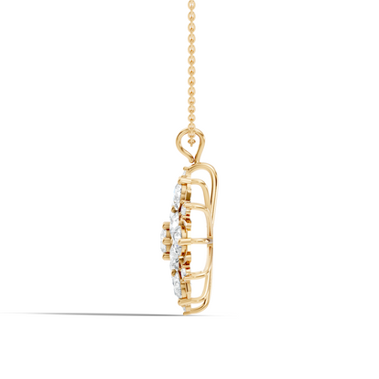 Classic 6.89 Ct Floral Cluster Lab-Grown Diamond Pendant 14k Gold Timeless Jewelry - HIGHCARAT DIAMONDS