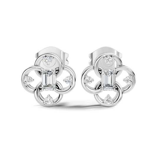 EEmerald Cut Lab Grown & Natural Daimond Unique Delicate Vintage Party Wear Earring For Her - HIGHCARAT DIAMONDS
