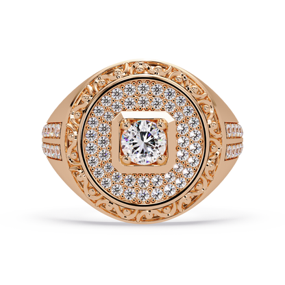 Round Halo Lab grown Diamond Signet Ring - HIGHCARAT DIAMONDS