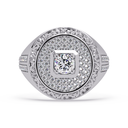 Round Halo Lab grown Diamond Signet Ring - HIGHCARAT DIAMONDS