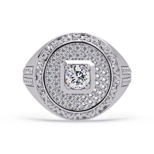 Round Halo Lab grown Diamond Signet Ring - HIGHCARAT DIAMONDS
