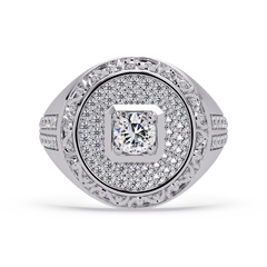 Round Halo Lab grown Diamond Signet Ring - HIGHCARAT DIAMONDS