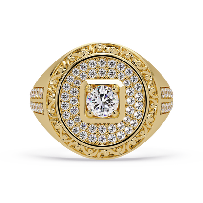 Round Halo Lab grown Diamond Signet Ring - HIGHCARAT DIAMONDS