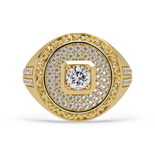 Round Halo Lab grown Diamond Signet Ring - HIGHCARAT DIAMONDS