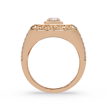 Round Halo Lab grown Diamond Signet Ring - HIGHCARAT DIAMONDS