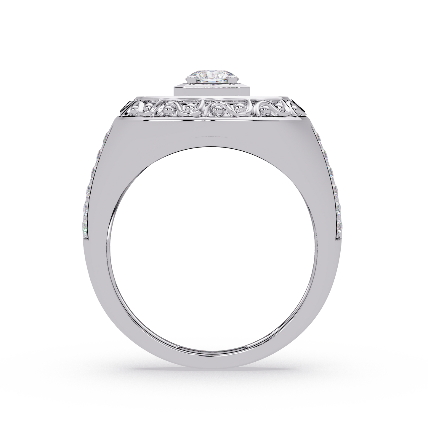 Round Halo Lab grown Diamond Signet Ring - HIGHCARAT DIAMONDS