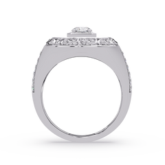 Round Halo Lab grown Diamond Signet Ring - HIGHCARAT DIAMONDS