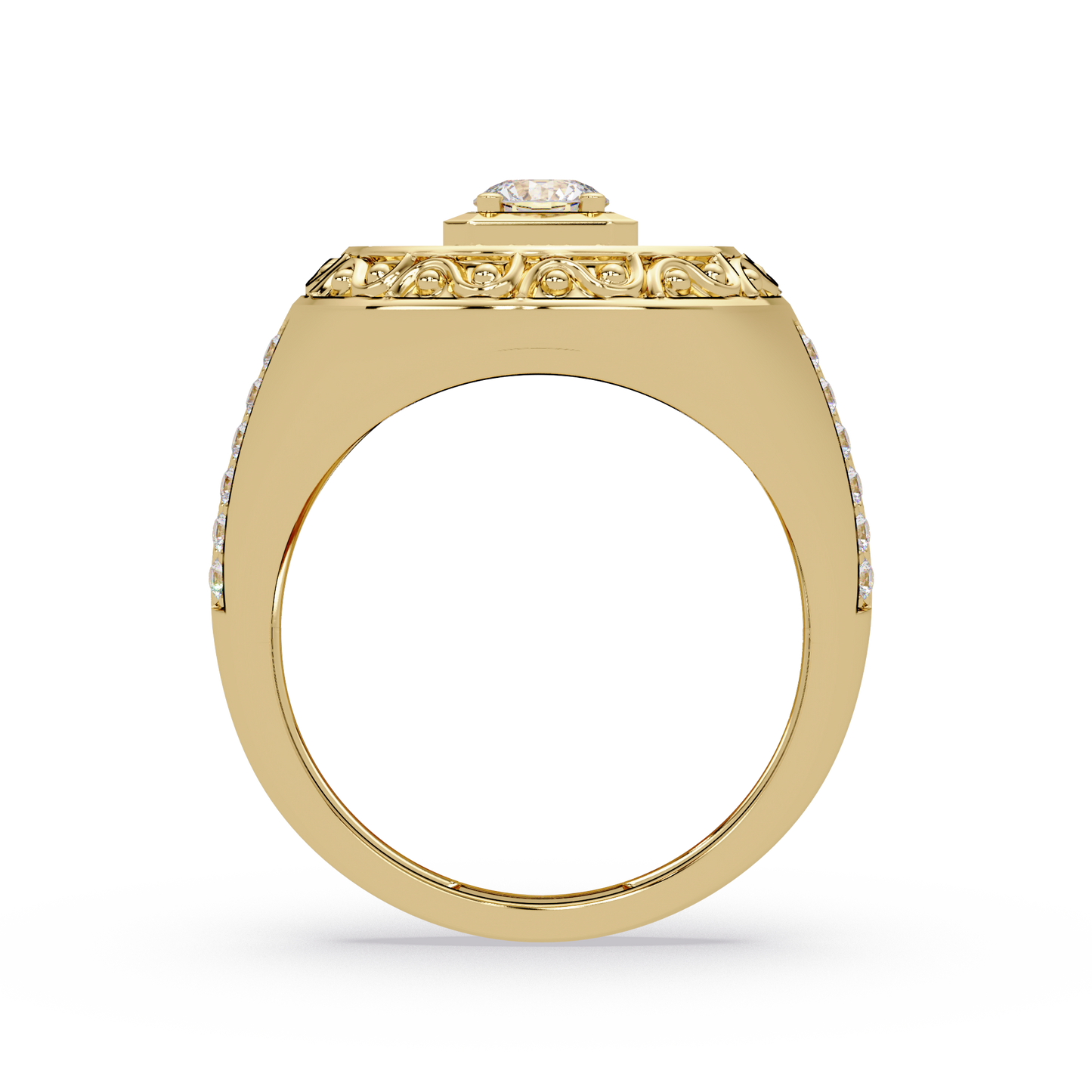 Round Halo Lab grown Diamond Signet Ring - HIGHCARAT DIAMONDS