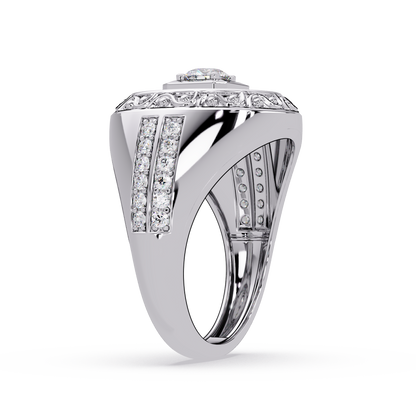 Round Halo Lab grown Diamond Signet Ring - HIGHCARAT DIAMONDS