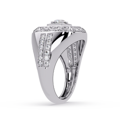 Round Halo Lab grown Diamond Signet Ring - HIGHCARAT DIAMONDS
