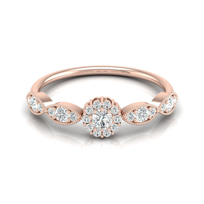 Round Halo lab grown Diamond Minimalist Ring