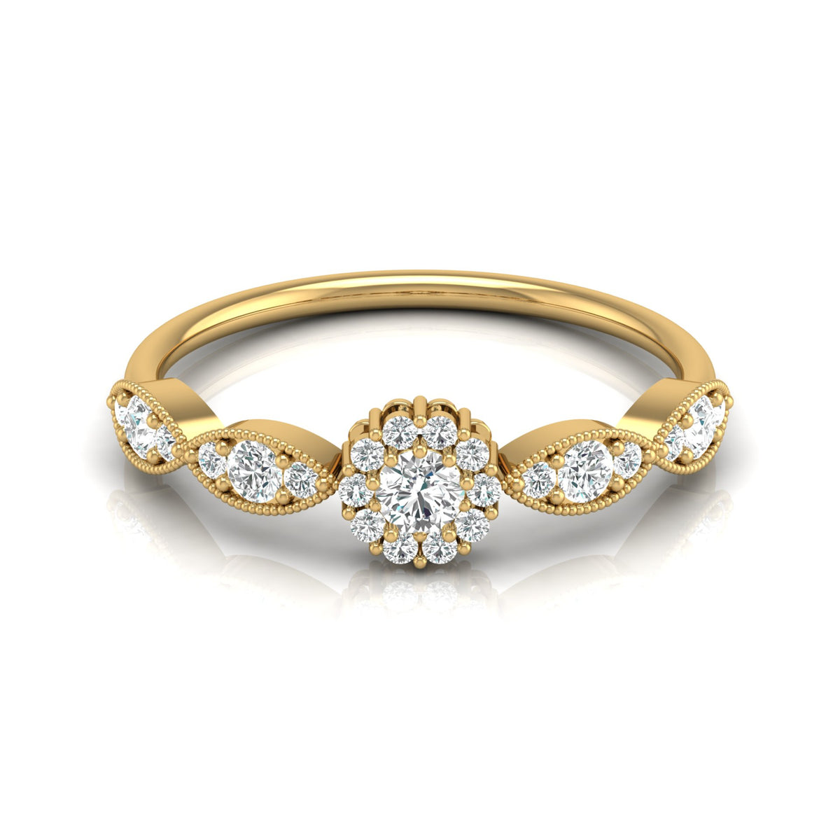 Round Halo lab grown Diamond Minimalist Ring - HIGHCARAT DIAMONDS