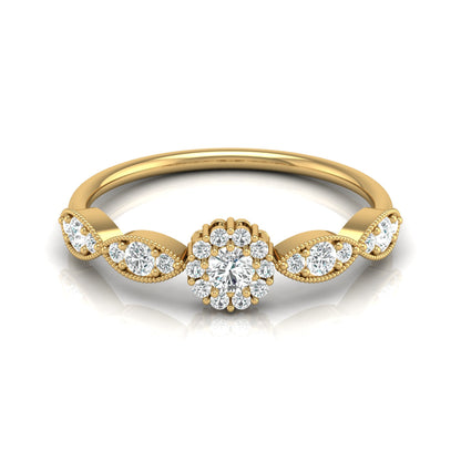 Round Halo lab grown Diamond Minimalist Ring - HIGHCARAT DIAMONDS
