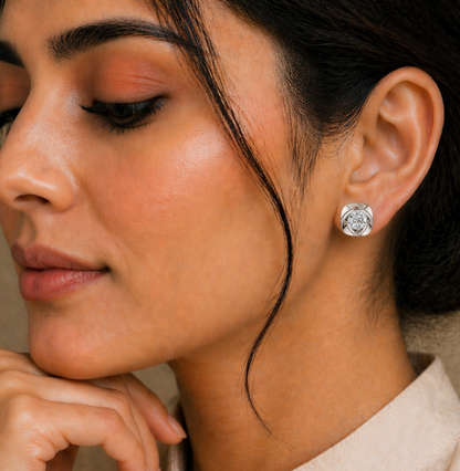 Round Lab Grown 14k Rose Gold Diamond Stud Daily Wear Earring - HIGHCARAT DIAMONDS