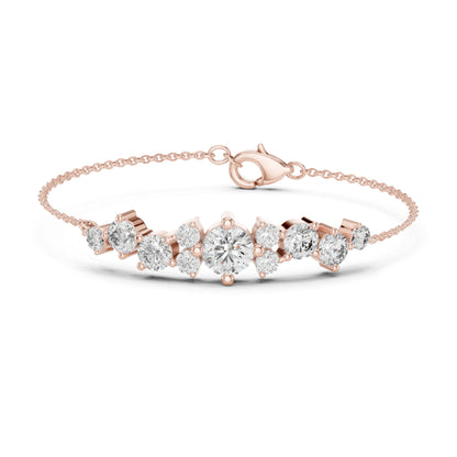 Vintage 3.08 Ct Round Cut White Colorless Diamond Prong Set Minimalist Stacking Party Wear Line Bracelet - HIGHCARAT DIAMONDS