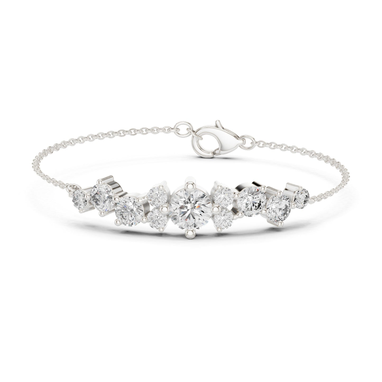 Vintage 3.08 Ct Round Cut White Colorless Diamond Prong Set Minimalist Stacking Party Wear Line Bracelet - HIGHCARAT DIAMONDS