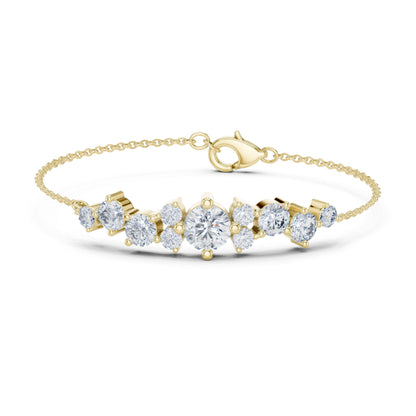 Vintage 3.08 Ct Round Cut White Colorless Diamond Prong Set Minimalist Stacking Party Wear Line Bracelet - HIGHCARAT DIAMONDS
