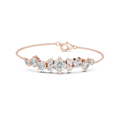 Vintage 3.08 Ct Round Cut White Colorless Diamond Prong Set Minimalist Stacking Party Wear Line Bracelet - HIGHCARAT DIAMONDS