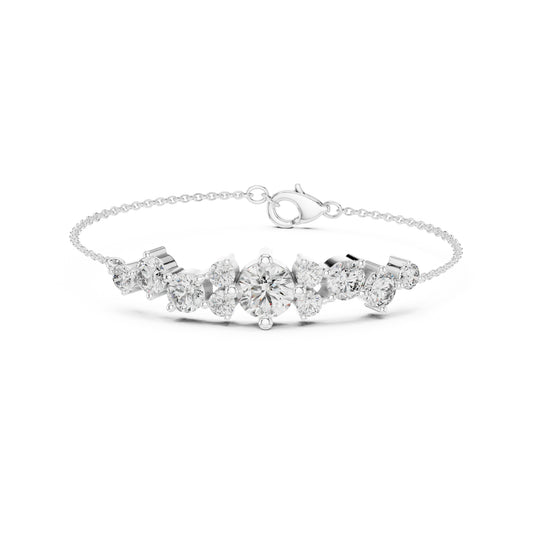 Vintage 3.08 Ct Round Cut White Colorless Diamond Prong Set Minimalist Stacking Party Wear Line Bracelet - HIGHCARAT DIAMONDS