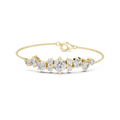 Vintage 3.08 Ct Round Cut White Colorless Diamond Prong Set Minimalist Stacking Party Wear Line Bracelet - HIGHCARAT DIAMONDS