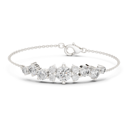 Round Lab Grown Cluster Line Charm Diamond Bracelet in Yellow Gold - HIGHCARAT DIAMONDS