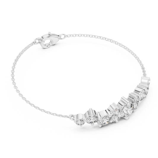 Round Lab Grown Cluster Line Charm Diamond Bracelet in Yellow Gold - HIGHCARAT DIAMONDS