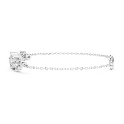 Round Lab Grown Cluster Line Charm Diamond Bracelet in Yellow Gold - HIGHCARAT DIAMONDS