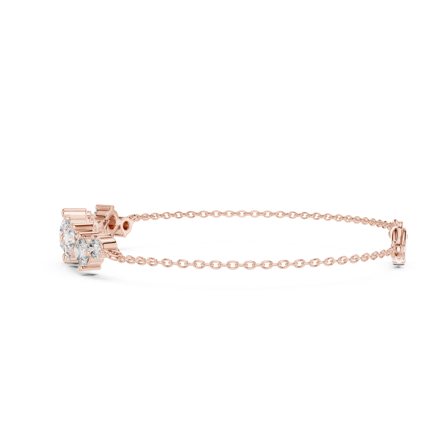 Round Lab Grown Cluster Line Charm Diamond Bracelet in Yellow Gold - HIGHCARAT DIAMONDS