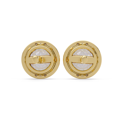 Round Lab Grown Diamond Accent Bezel Set Stud Earrings - HIGHCARAT DIAMONDS