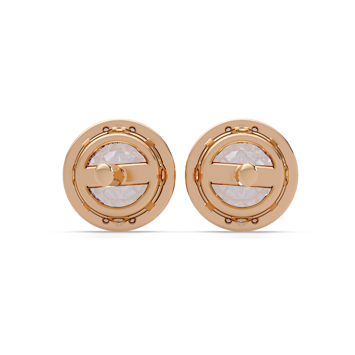 Round Lab Grown Diamond Accent Bezel Set Stud Earrings - HIGHCARAT DIAMONDS