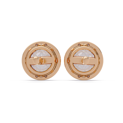 Round Lab Grown Diamond Accent Bezel Set Stud Earrings - HIGHCARAT DIAMONDS