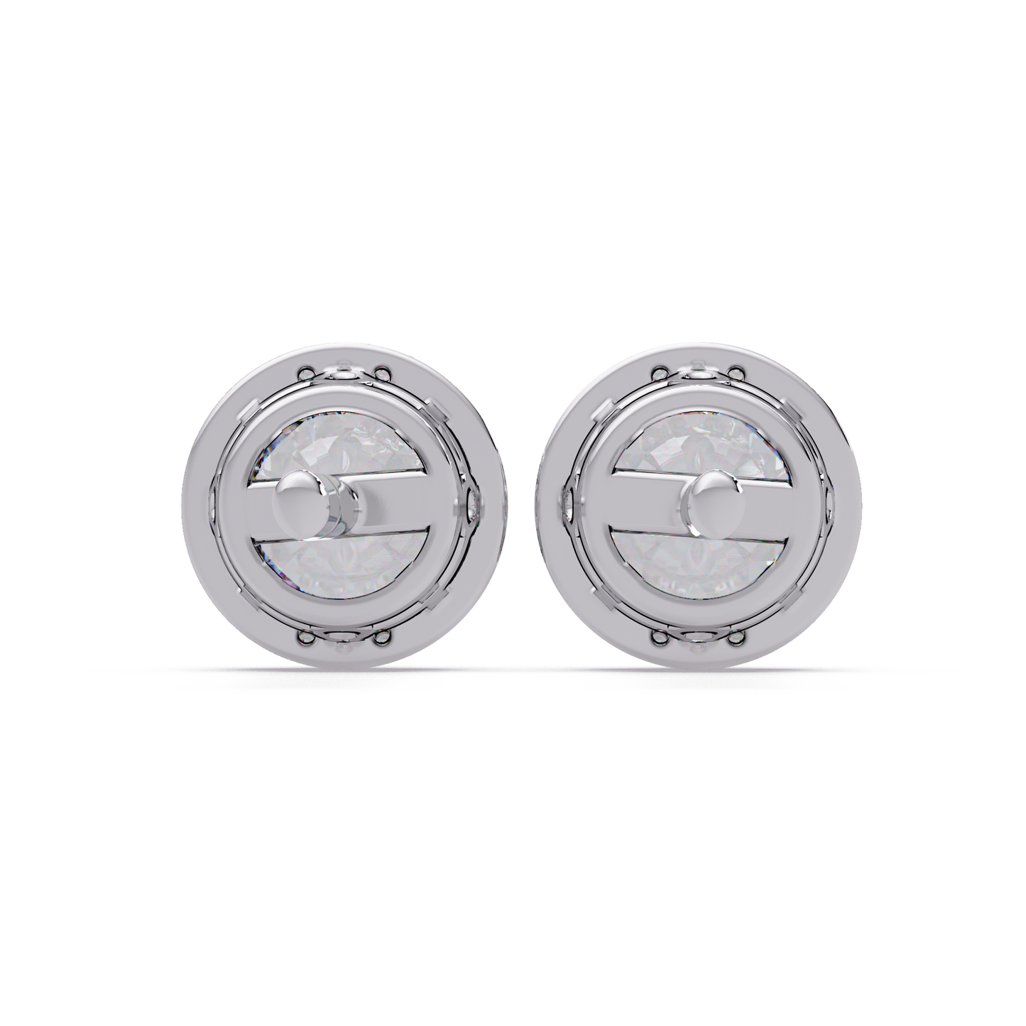 Round Lab Grown Diamond Accent Bezel Set Stud Earrings - HIGHCARAT DIAMONDS