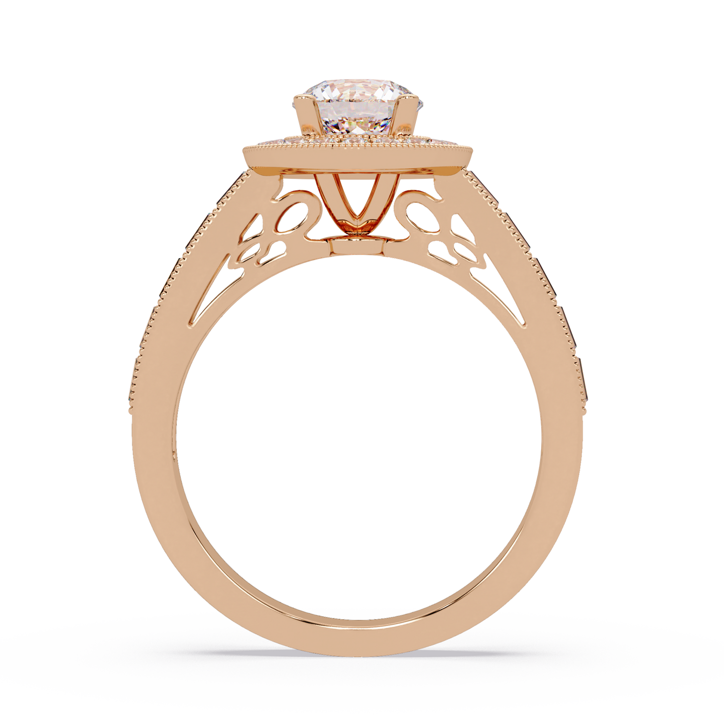 Round Lab Grown Diamond Bezel Set Halo accent Ring - HIGHCARAT DIAMONDS