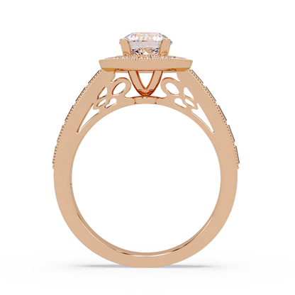 Round Lab Grown Diamond Bezel Set Halo accent Ring - HIGHCARAT DIAMONDS